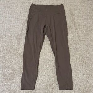 Brown High-Waist Active Leggings with Pockets